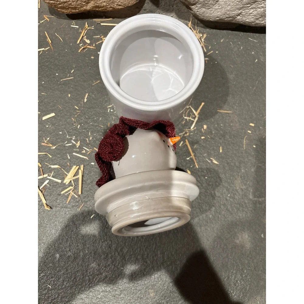Ceramic Snowman Jar with‎ Lid, Christmas Holiday Decoration Storage Container